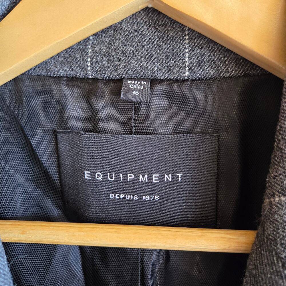 Equipment James Blazer Jacket Gray Windowpane Wool Coat Preppy Workwear Preppy - Picture 3 of 6